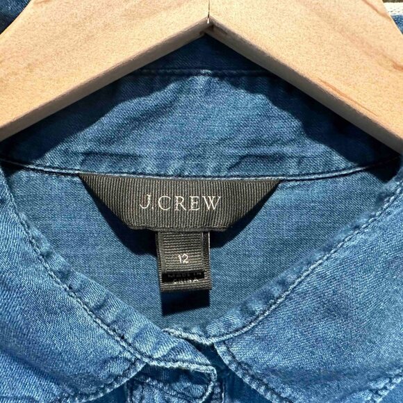 J. Crew Blue Cotton Popover Shirt // Size 12 - Picture 3 of 4